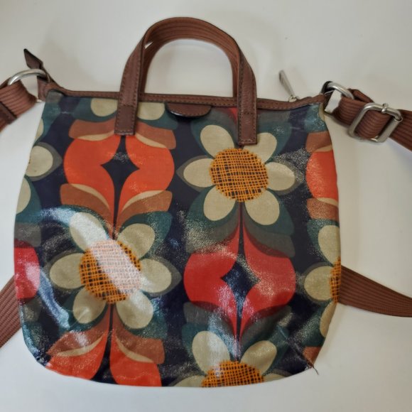 FOSSIL KEY-PER Floral Retro Coated Canvas 10''X10''  Crossbody Purse Bag. - Picture 5 of 11